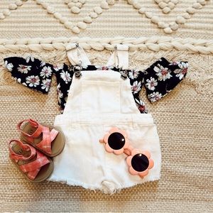 White denim overalls